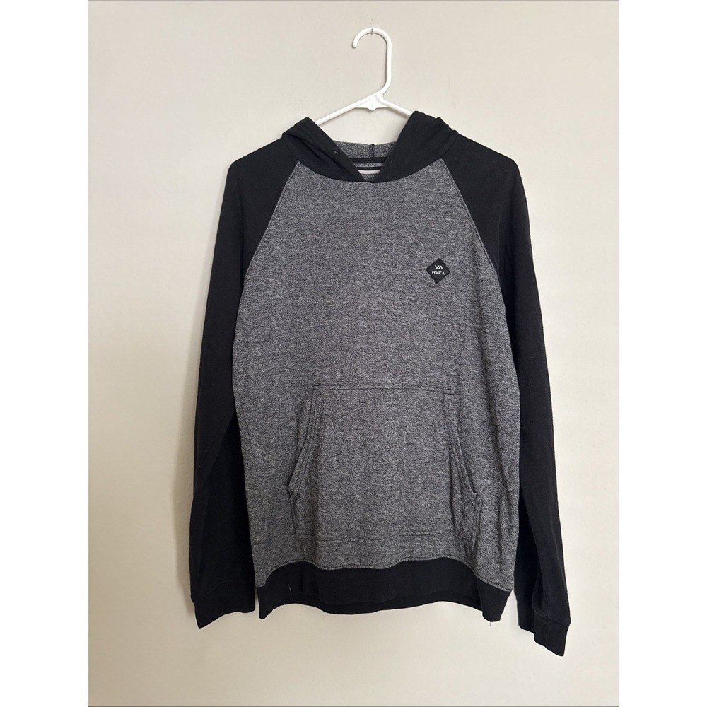 RVCA Men's Size S Gray Pullover Hoodie Sweatshirt Two‎ Tone Drawstring